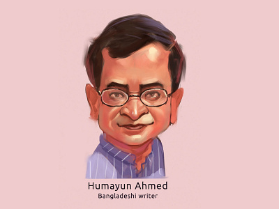 Humayun Ahmed caricature cartoon digitalart painting photoshop portrait
