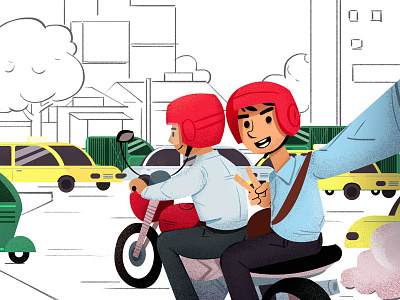 Selfie app bike character characterdesign fresh illustration ui