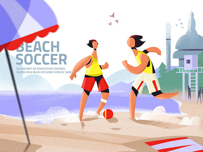 Beach Soccer art concept doodle flat fun illustration ui