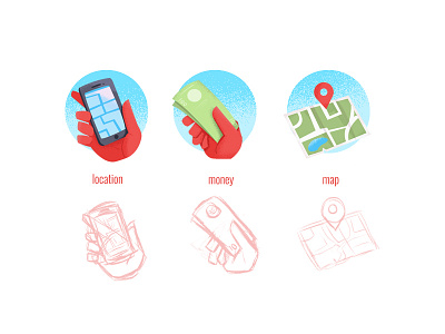 Icon concept fun icon map money practice