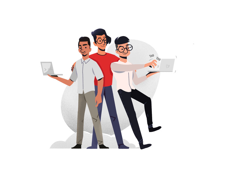 Team about us character clean doodle flat illustration team