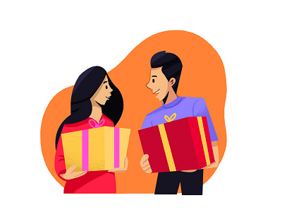 Gift art cartoon concept ecommerce gift illustration order