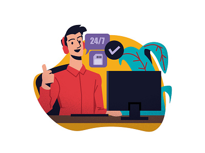 24/7 art characterdesign concept design flat illustration ui vector