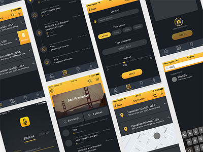 disaster relief | volunteer project app camera filter home location message mobile news place ui ux voice