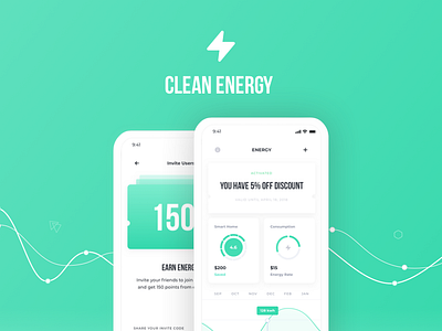 Behance Case Study / Smart Energy Concept add friends bonus dashboard green ios iphonex landing leaderboard mobile mockup rewards settings smarthome ui ux web