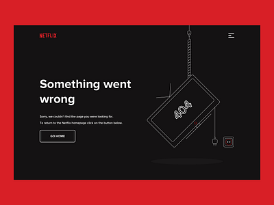 Netflix 404 Error Page black card error 404 house icon illustration netflix problem red status stream tv typography ui vector web design