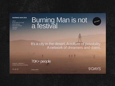 Burning Man Website Concept design festival header landing typography ui web