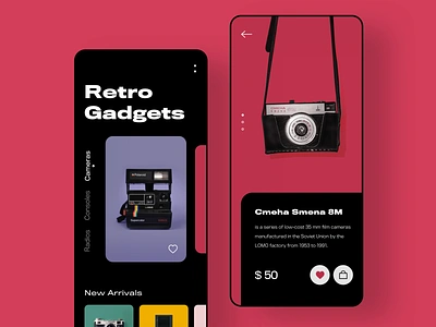 Retro Stuff Store app camera console design ecommerce gadgets gogoapps interface minimal mobile retro store stuff technical technology things trend ui ux vintage