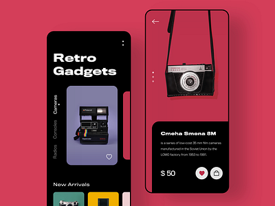 Retro Stuff Store app camera console design ecommerce gadgets gogoapps interface minimal mobile retro store stuff technical technology things trend ui ux vintage