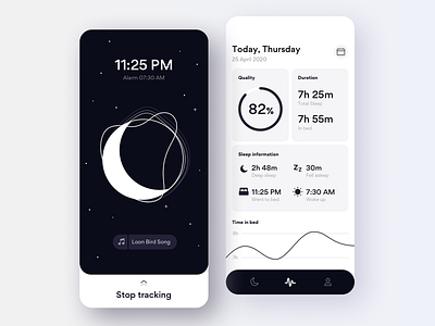 Sleep Tracking App alarm bed calendar clean design gogoapps illustration interface ios minimal mobile moon player profile simple shapes sleep sleeping tracking app ui ux
