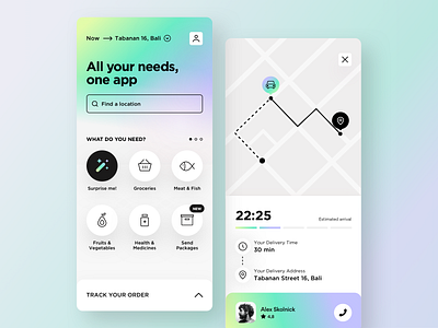 Delivery App app clean courier deliver delivery design food gogoapps interface ios mobile order product shipping simple shapes track ui ux