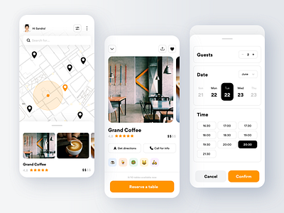 Restaurants Table Reservation app booking clean coffee covid19 design drink food gogoapps interface ios minimal mobile pandemic research reservation reserved restaurant ui ux