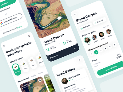 Travel App air app booking clean design distance gogoapps guide hiking interface ios kayaking login minimal mobile nature travel traveling ui ux