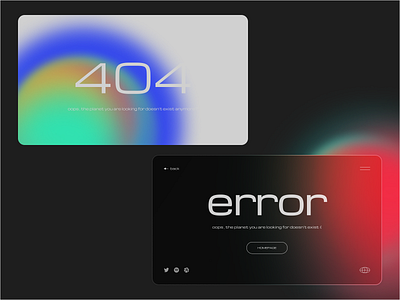 404 Page 404 page blur clean design error geometric glassmorphism gogoapps gradient illustration interface minimal minimalistic planet simple shapes transparency typogaphy ui