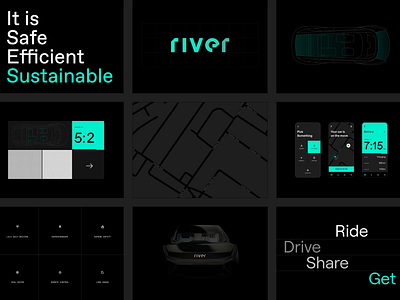 River App Overview animation app autonomous branding design flod future graphic design illustration interface ios logo minimal mobile motion graphics ride taxi ui