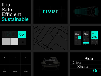 River App Overview animation app autonomous branding design flod future graphic design illustration interface ios logo minimal mobile motion graphics ride taxi ui