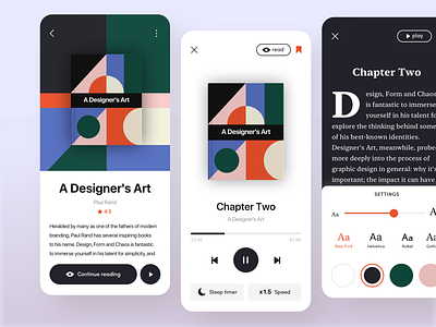 Audiobook / Reading App app audio audiobook book book cover clean design gogoapps illustration interface ios minimal mobile play player read reading shapes simple shapes ui