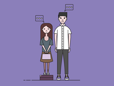 Newcomers flat icon illustration lineart passengers peoples purple social