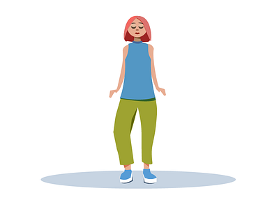 Girl blue flat girl simple sport vector