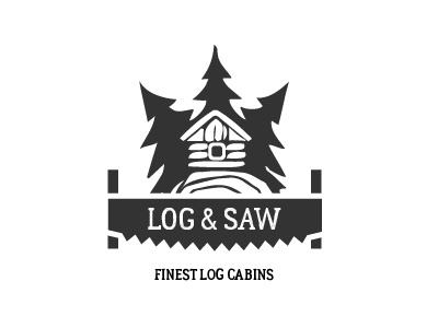 Woodworking company logo black cabin home log logo