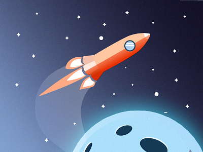 Flying Away city cosmos cute explore gradient icon launch light planet rocket space spaceship
