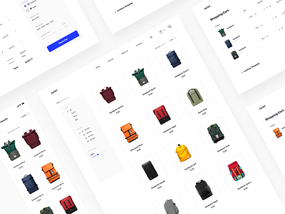 Backpacks clean design ecommerce figma flat mobile sketch ui ux vector web website