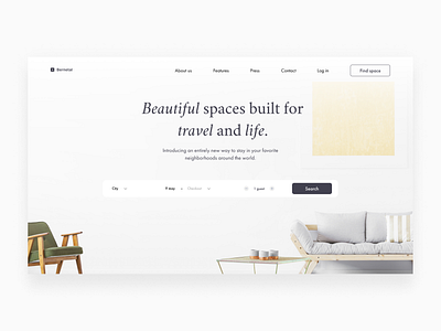 Spaces animation clean creative design figma flat real estate sketch typography ui ux web website