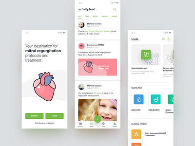 Mitral regurgitation app app application clean fresh health hearth icons illustration ios minimal social ui ux white