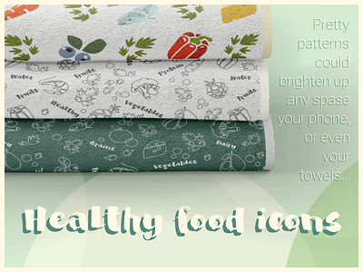 Food line icons app design food healthy food icons pattern towel