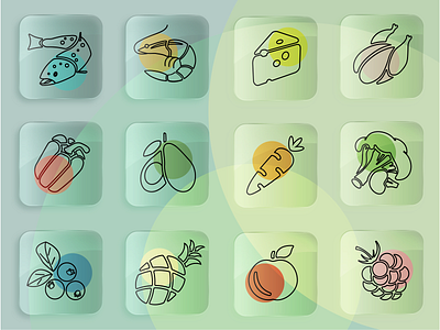 Line food icons app cheese chicken design food graphic design healthy food icons illustration line icons