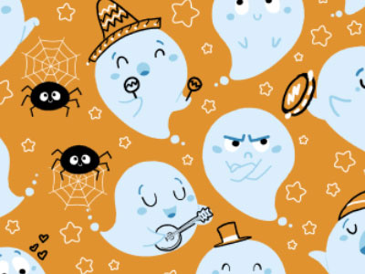 Pattern Ghosts ghost hallowen pattern reapeat patterns seamless patern spiders spoonflower fabric