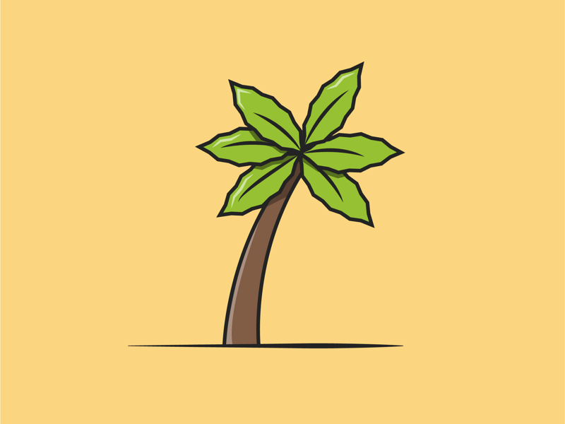 Palm Tree shading leaves trunk california hawaii warm tree cartoon quick illustration palm palm tree