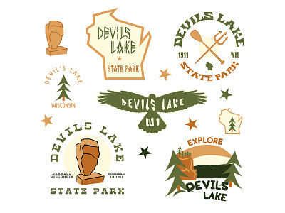 Devil's Lake work camp canoe devil devils lake fish hike illustration illustrator lake nature outdoors state park trees vector wisconsin