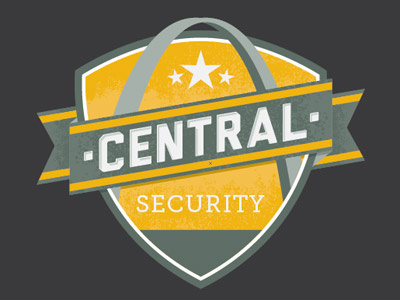 rough center arch central logo security type typography vintage