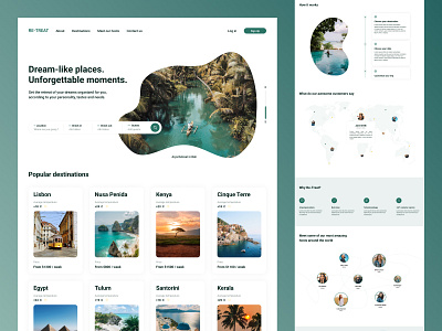 RE-TREAT landing page retreat travel ui ux web design website