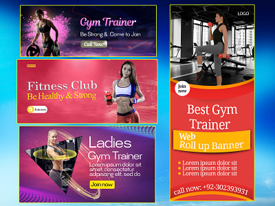 Gym Web Banners + Social media banners banner design banners gym banners ladies banners social media banners web banners
