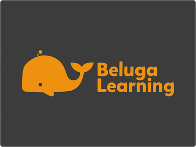 Beluga Learning Logo beluga children cute education friendly kids learning logo logo design orange whale