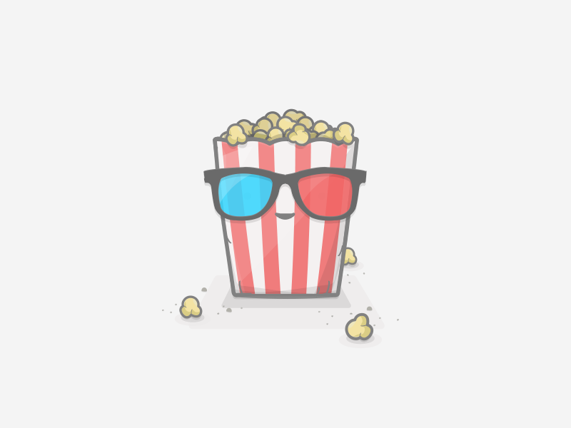 Watch Videos 3d glasses cinema video popcorn app gumdrop illustration gumdrop rewards