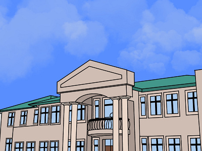 School design fasade highschool illustrate procreate