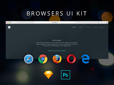 Browsers UI Kit browser chrome edge firefox freebie opera photoshop safari sketch ui kit