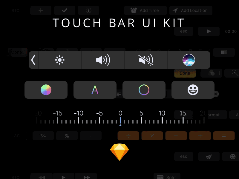 Touch Bar UI Kit freebie macbook macbook pro sketch touch bar ui kit