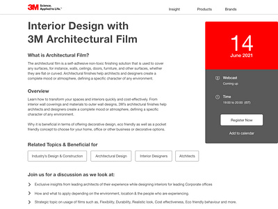 3M-  A webinar invitation for 3m's Architectural Film