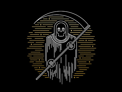 Reaper design flat gig poster illustration line art skull