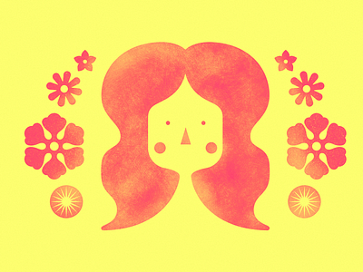 Born of light and all things bright 70s floral flowers geomtric illustration portrait positive vibes summer texture