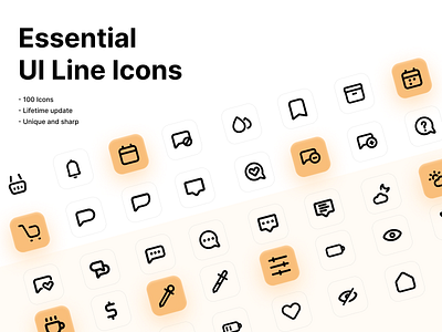 Essential Line Icons branding icon iconography illustration logo design minimal vector