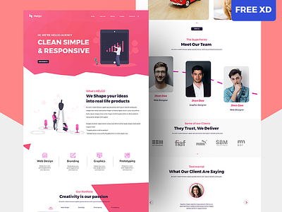 Agency One page website branding free free file landing page template theme ui ux design ux design web design website website builder website concept xd