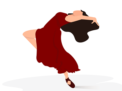 Red Dress character dancer design fantasy graphic illustration