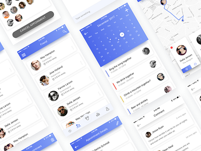 Chat UI- BLUE app，typesetting，clean color，blue