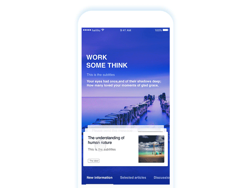 reading-UI-blue app，typesetting，clean color，blue，reading