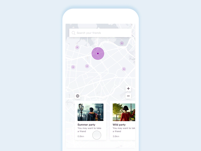 Day 2-Map -UI app cards clean concept design ios mobile ui